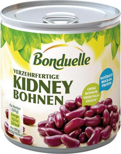 Bonduelle Kidney Bohnen (rote Bohnen), verzehrfertig, 400g Dose